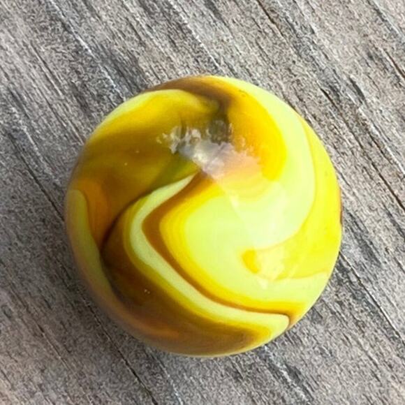 M.F. Christensen? Slag Amber brown/yellow Vintage Glass Marble Very Nice - Picture 6 of 7